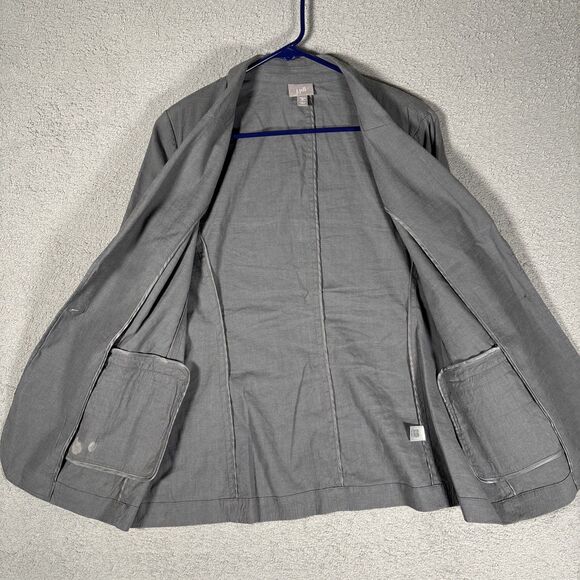 J Jill Linen Blend Blazer Women’s Size M Petite Gray Unlined Stretch Lagenlook - Picture 11 of 16
